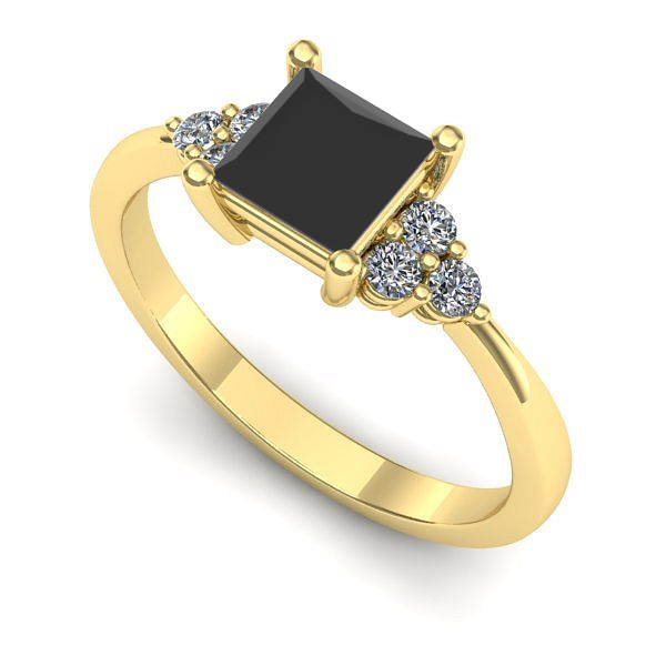 Inel din aur galben cu diamant negru