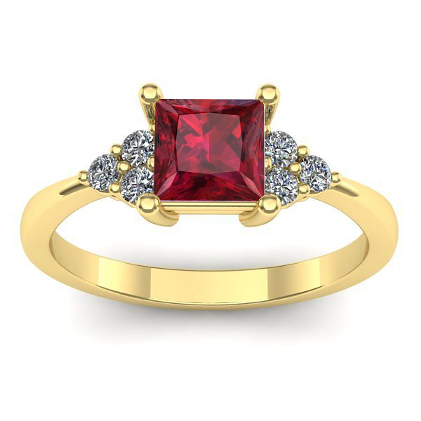 Inel de logodna cu rubin patrat