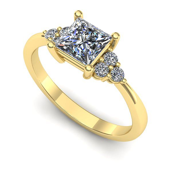 Inel logodna din aur galben cu safir alb