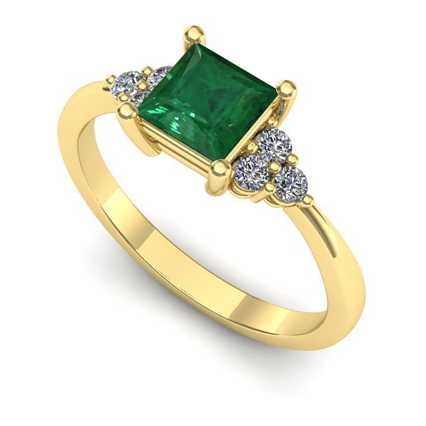 Inel de logodna din aur galben cu smarald