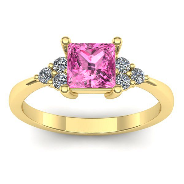 Inel de logodna cu safir roz patrat