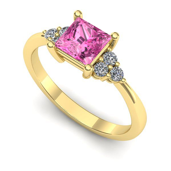 Inel din aur galben cu safir roz