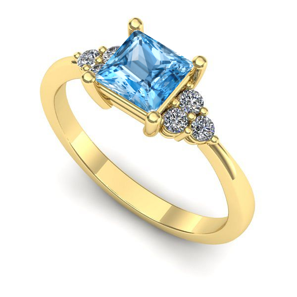 Inel din aur galben cu topaz blue