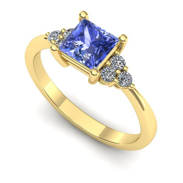 Inel logodna din aur galben cu tanzanit