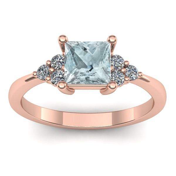 Inel de logodna cu aquamarin patrat