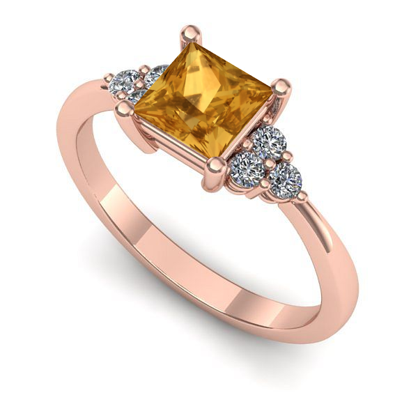 Inel de logodna din aur roz cu citrin