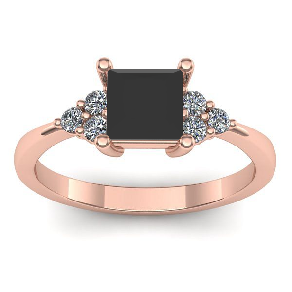 Inel cu diamant negru patrat