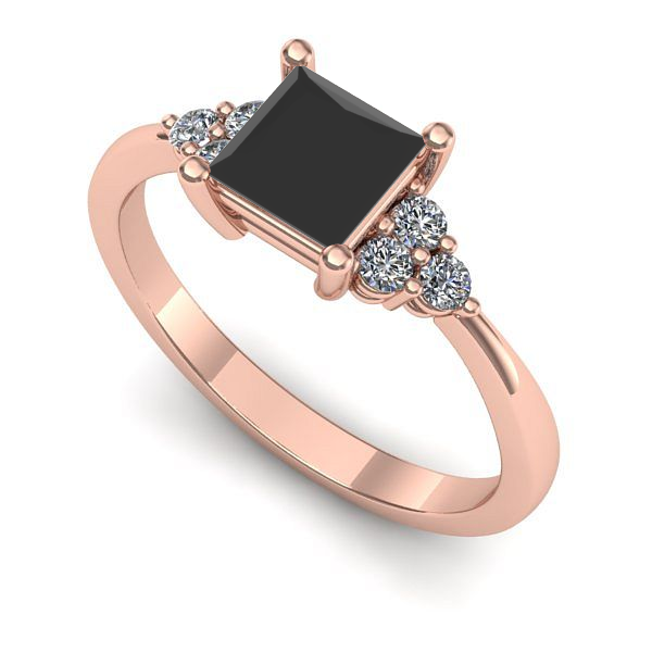 Inel de logodna din aur roz cu diamant negru