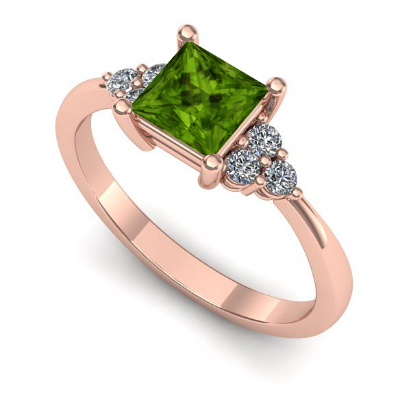 Inel din aur roz cu peridot