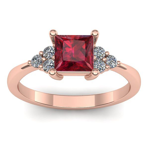 Inel cu rubin patrat