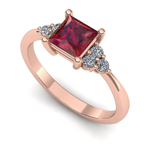 Inel din aur roz cu rubin