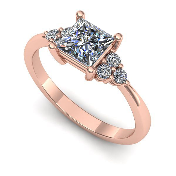 Inel logodna din aur roz cu safir alb