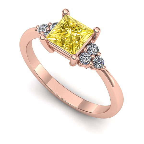 Inel de logodna din aur roz cu safir galben