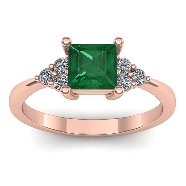 Inel cu smarald patrat