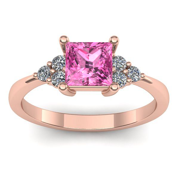 Inel logodna cu safir roz patrat