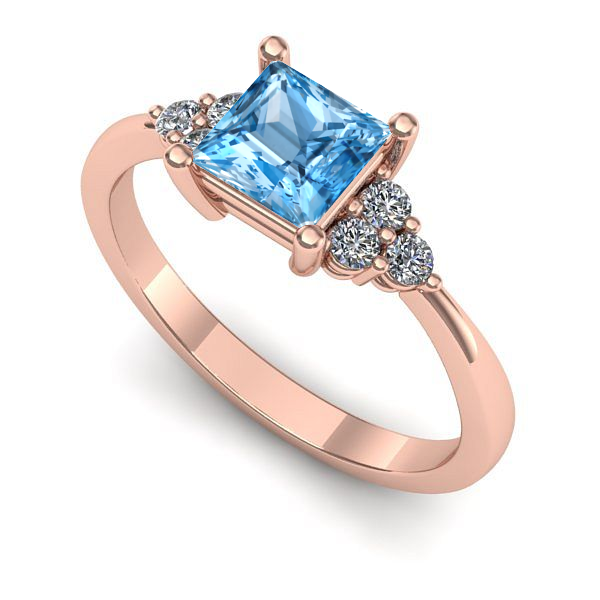 Inel logodna din aur roz cu topaz blue