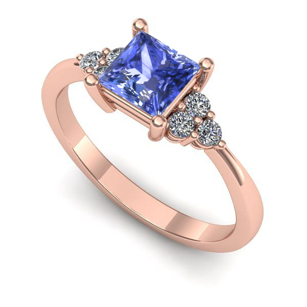 Inel din aur roz cu tanzanit