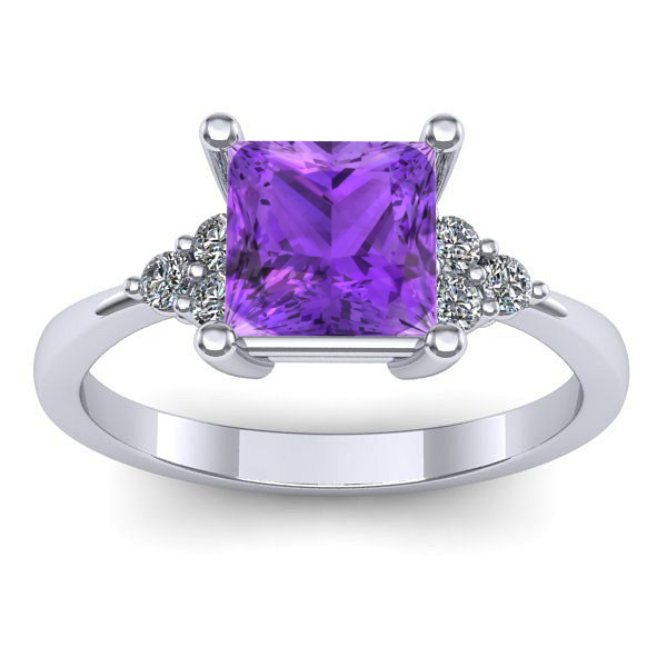 Inel logodna cu ametist patrat