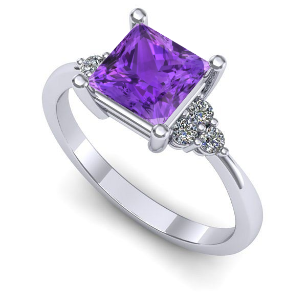 Inel din aur alb cu ametist