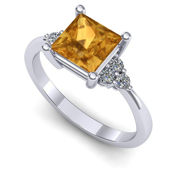 Inel de logodna din aur alb cu citrin