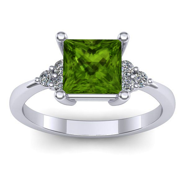 Inel de logodna cu peridot patrat