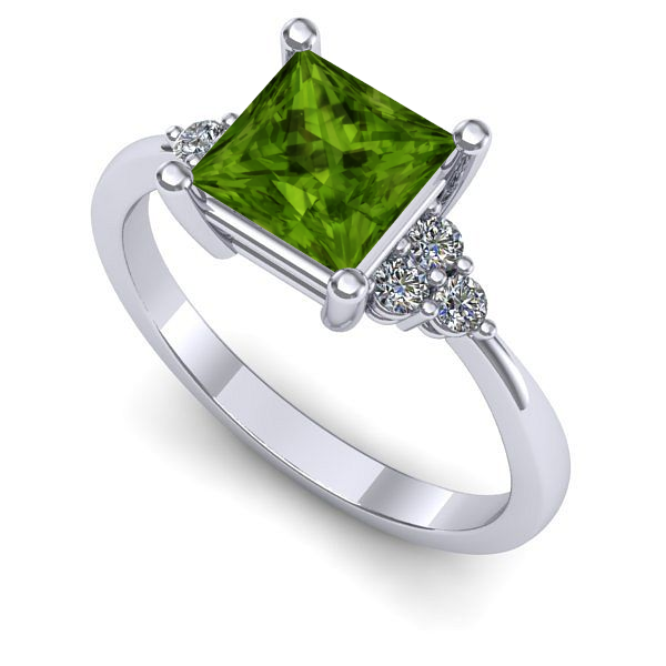 Inel de logodna din aur alb cu peridot