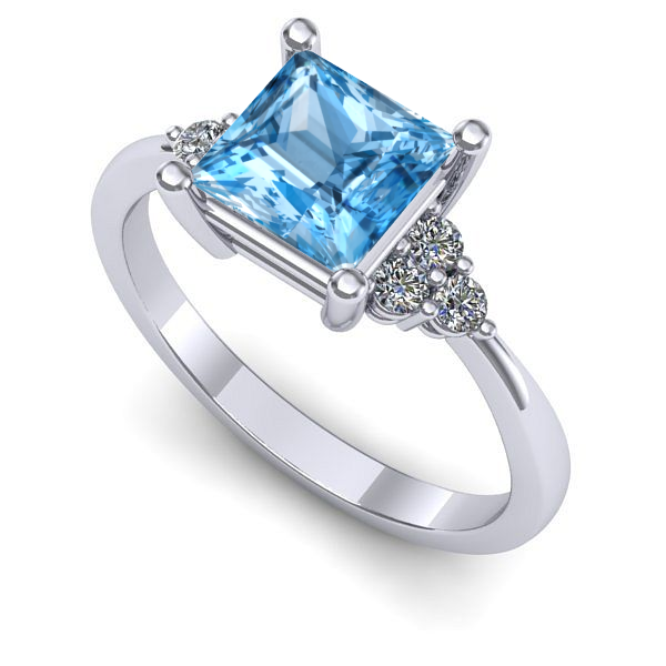 Inel din aur alb cu topaz blue