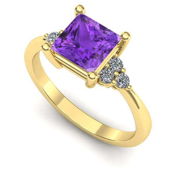 Inel de logodna din aur galben cu ametist