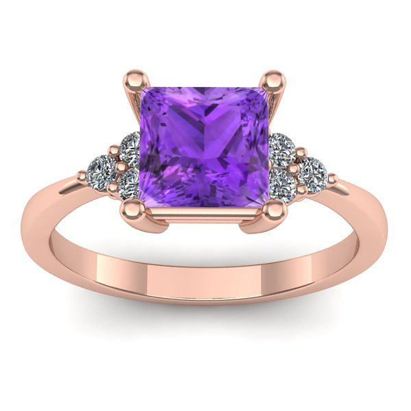 Inel logodna cu ametist patrat