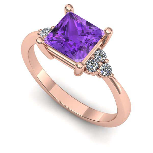 Inel de logodna din aur roz cu ametist