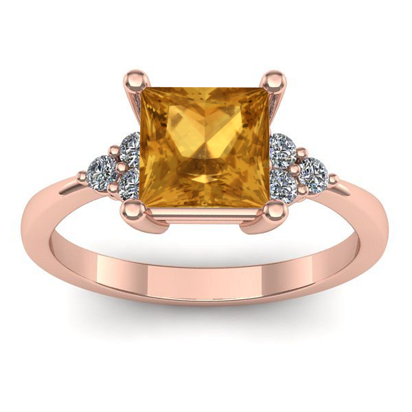 Inel cu citrin patrat