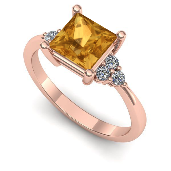 Inel de logodna din aur roz cu citrin