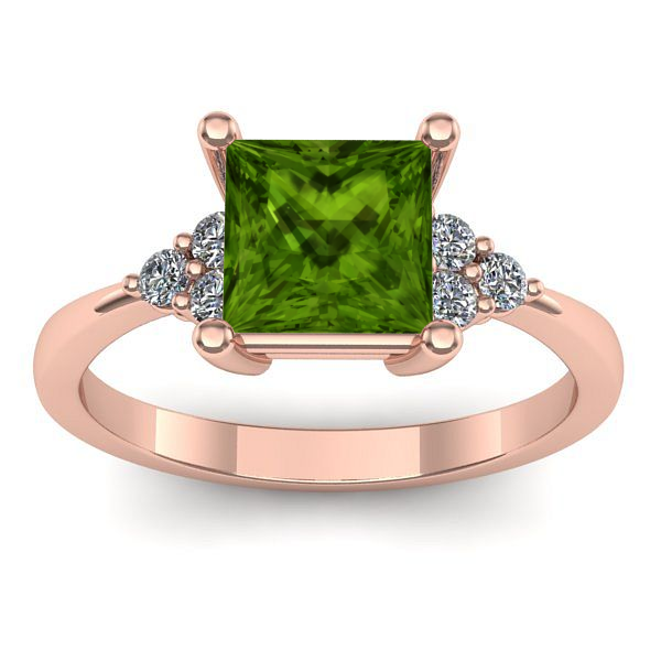 Inel logodna cu peridot patrat