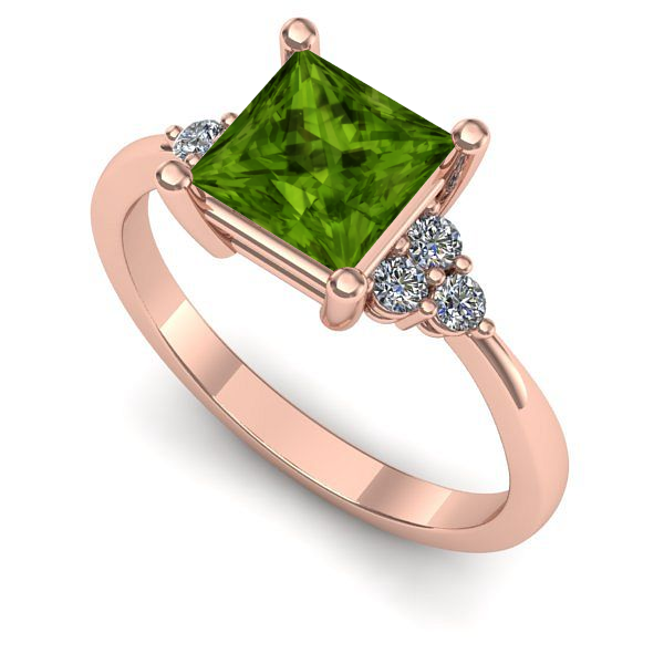 Inel de logodna din aur roz cu peridot