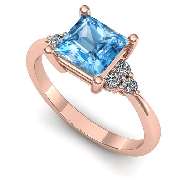 Inel de logodna din aur roz cu topaz blue