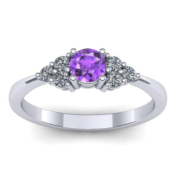 Inel de logodna cu ametist rotund