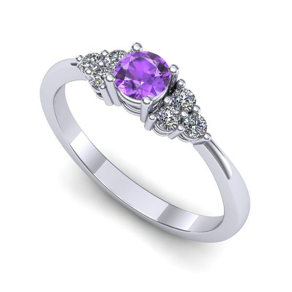 Inel de logodna din aur alb cu ametist