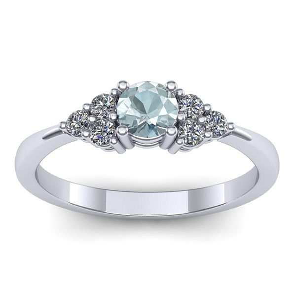 Inel cu aquamarin rotund