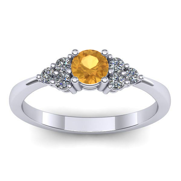 Inel logodna cu citrin rotund