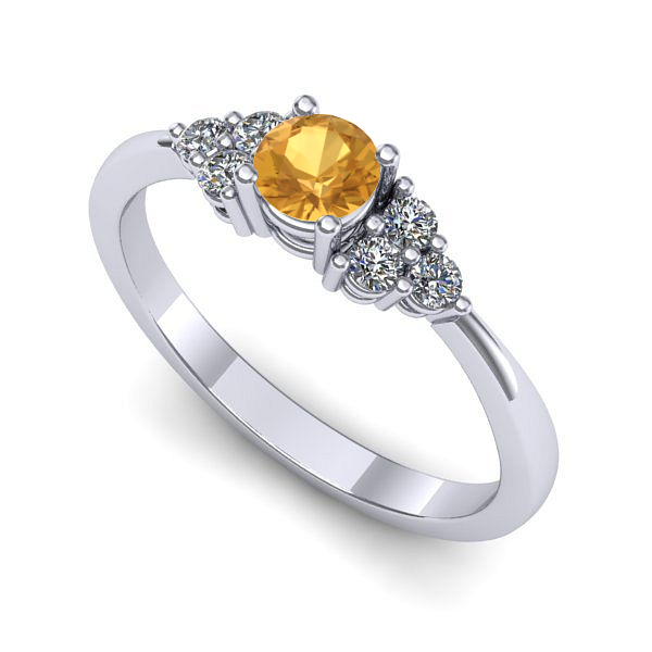Inel de logodna din aur alb cu citrin