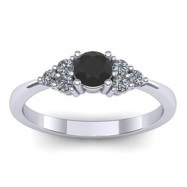 Inel logodna cu diamant negru rotund