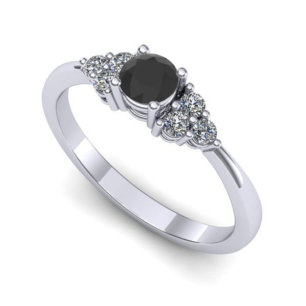 Inel logodna din aur alb cu diamant negru