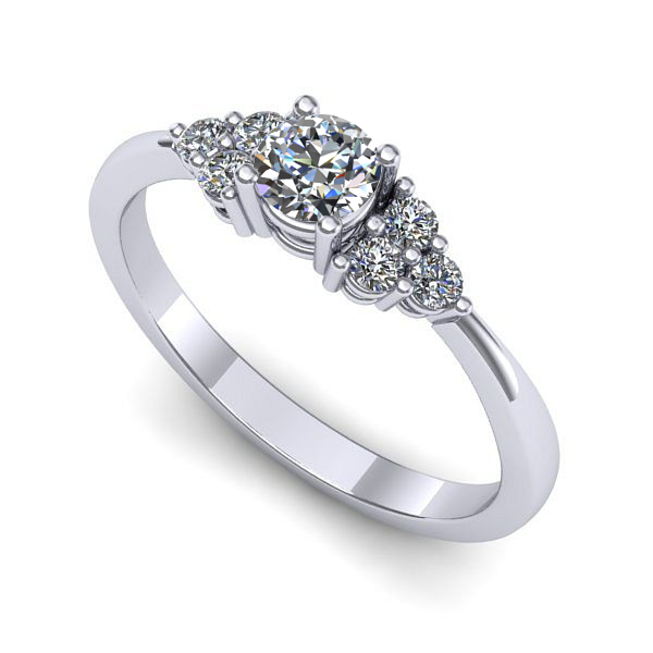 Inel de logodna din aur alb cu safir alb