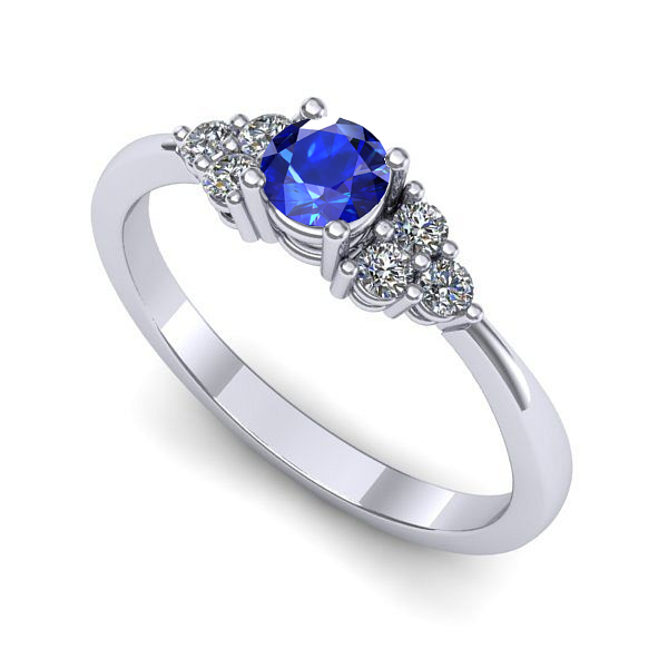 Inel din aur alb cu safir