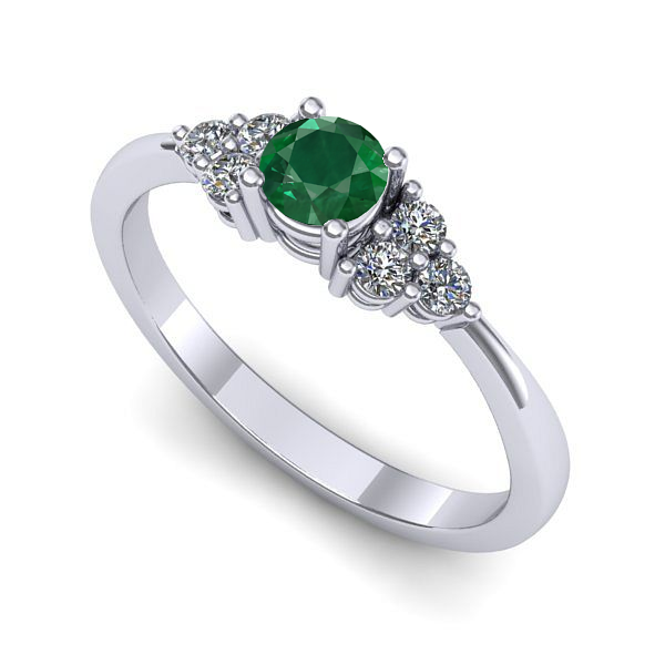 Inel de logodna din aur alb cu smarald