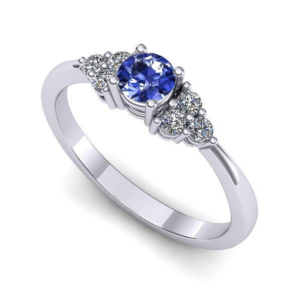 Inel logodna din aur alb cu tanzanit