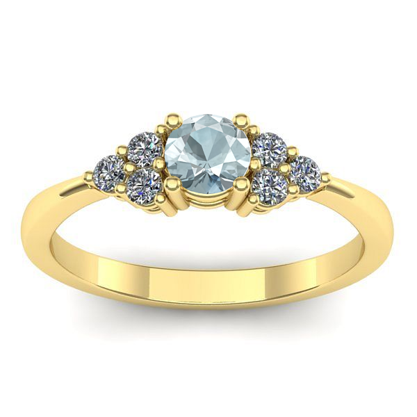 Inel logodna cu aquamarin rotund