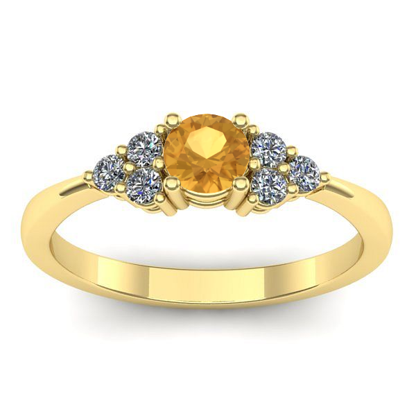 Inel cu citrin rotund