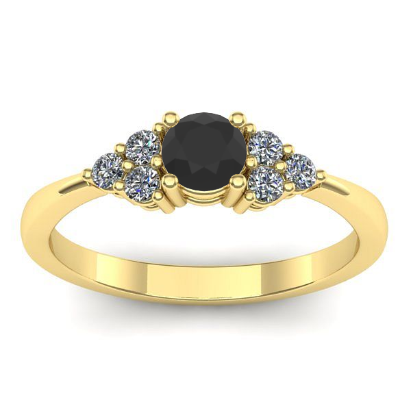 Inel cu diamant negru rotund