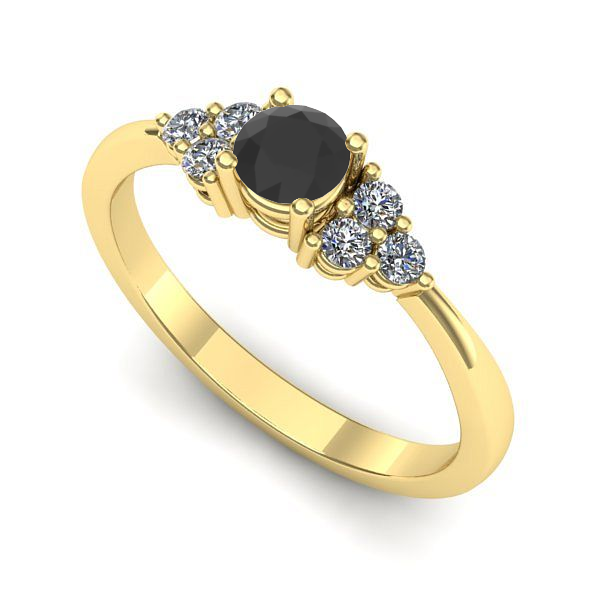 Inel de logodna din aur galben cu diamant negru